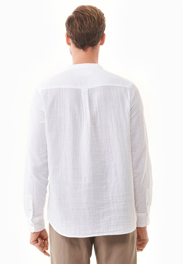 Men's Stand-Up Collar Organic Cotton Shirt White