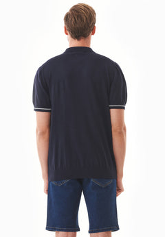 Men's Slim Fit Knit Polo Shirt Navy