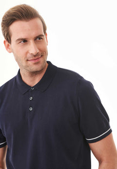 Men's Slim Fit Knit Polo Shirt Navy