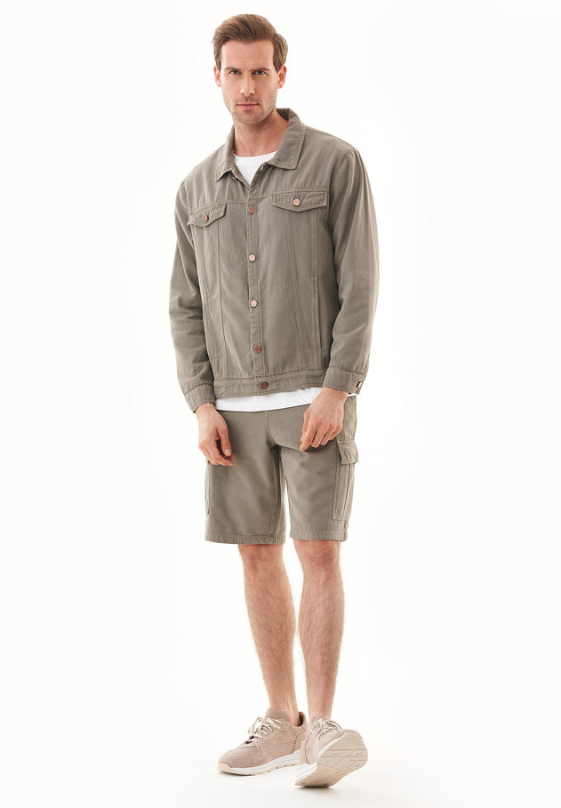 Men's Organic Cotton Shirt Jacket Smokey Olive