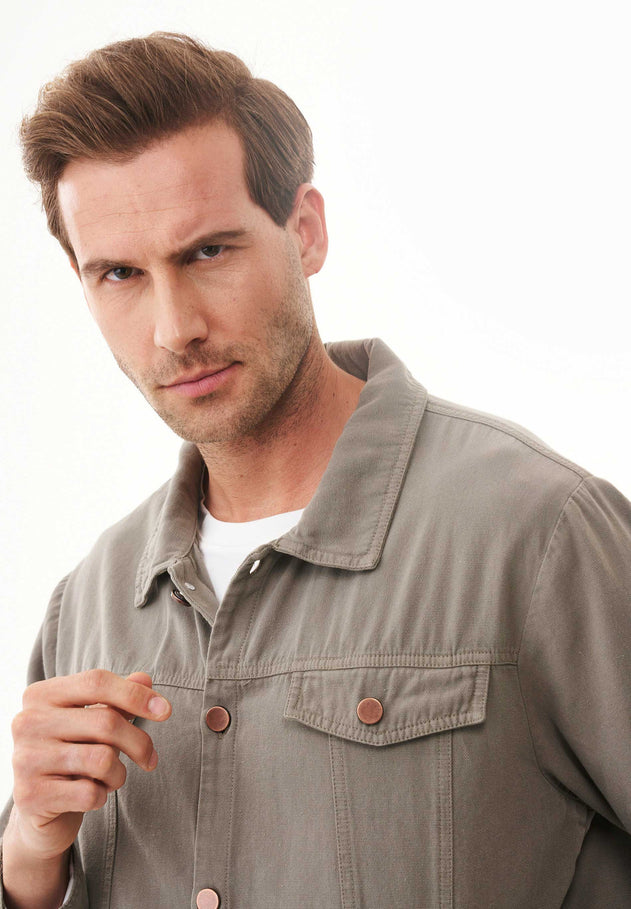 Men's Organic Cotton Shirt Jacket Smokey Olive