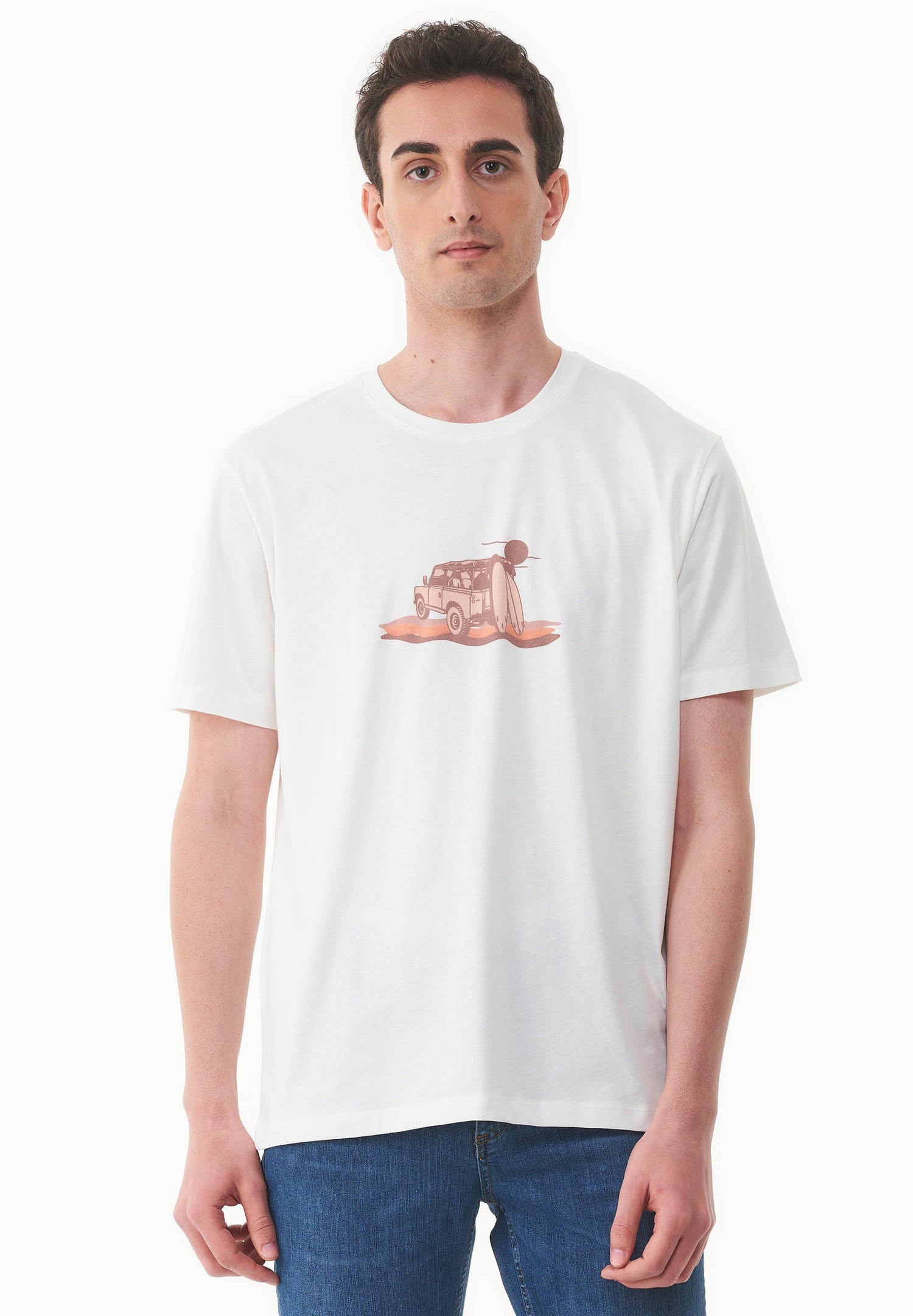 Men's Sunset Surf Organic Cotton T-Shirt Off White