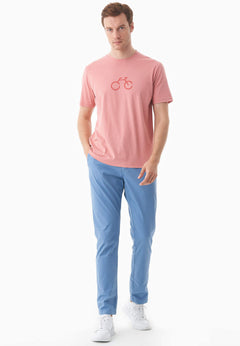 Men's Bike Print Organic Cotton T-Shirt Flamingo Pink