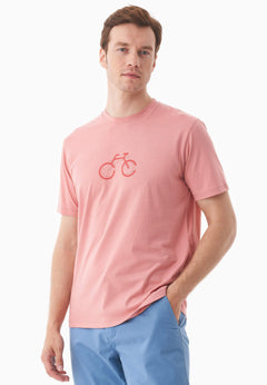 Men's Bike Print Organic Cotton T-Shirt Flamingo Pink