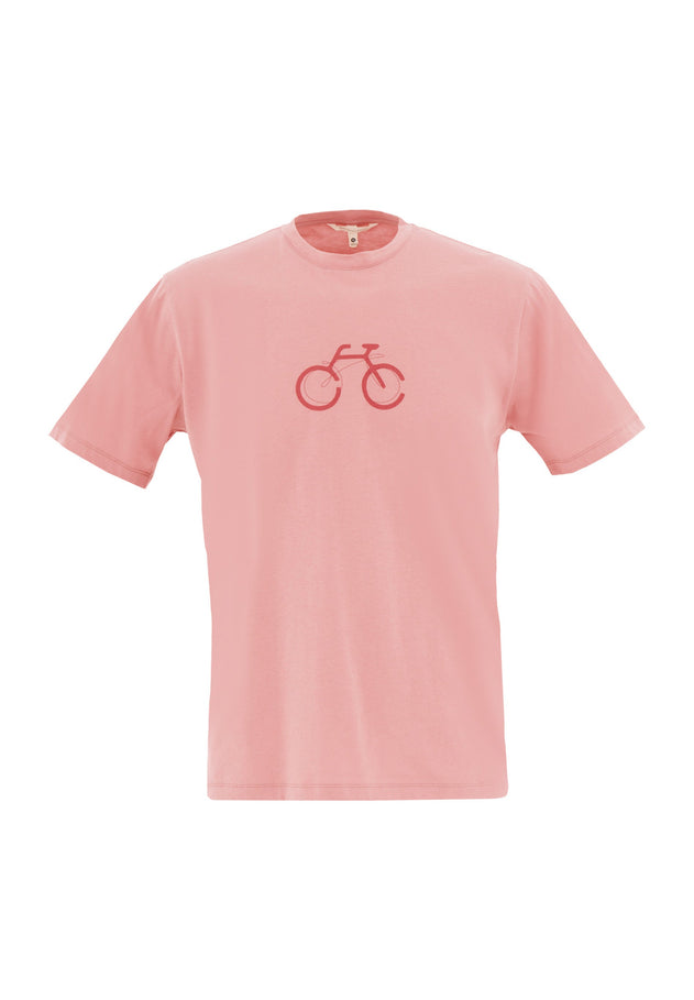 Men's Bike Print Organic Cotton T-Shirt Flamingo Pink
