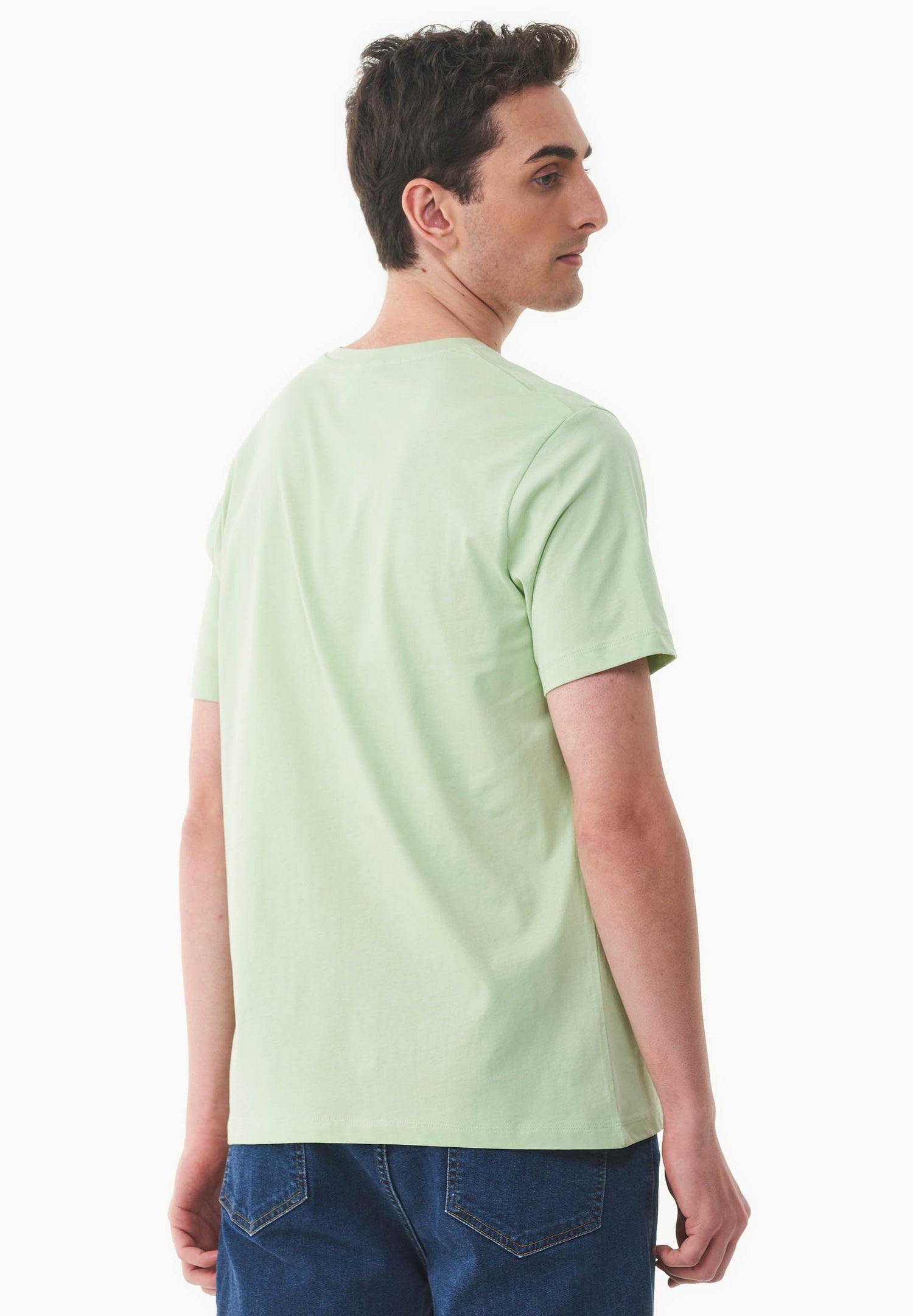 Men's Bike Print Organic Cotton T-Shirt Foam Green
