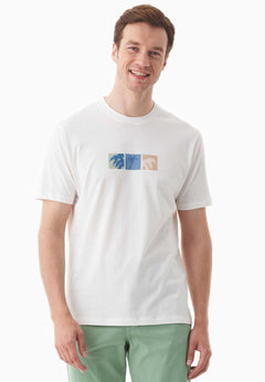 Men's Palm Tree Print Organic Cotton T-Shirt Off White
