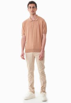 Men's Knit Polo Shirt Tan