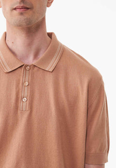 Men's Knit Polo Shirt Tan