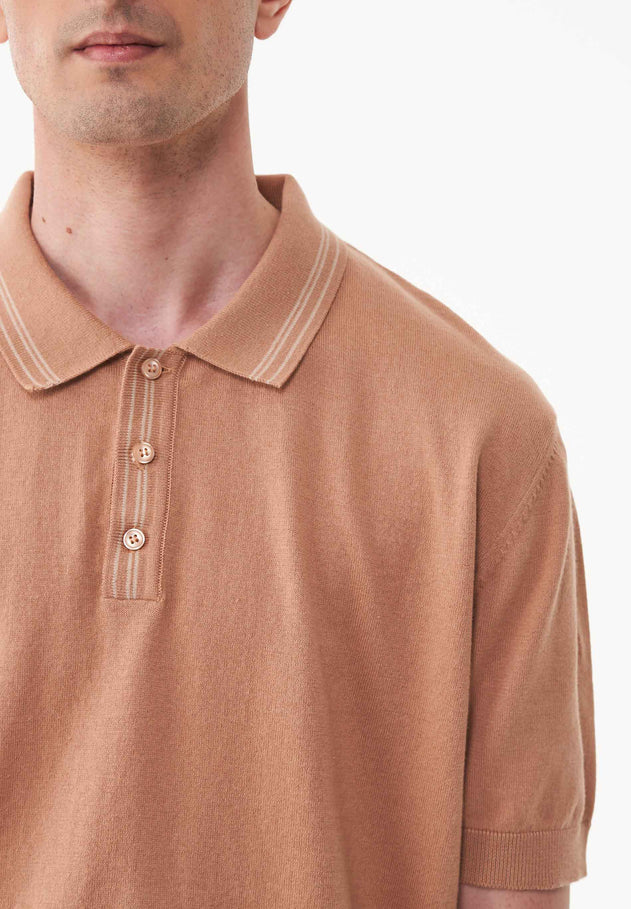 Men's Knit Polo Shirt Tan
