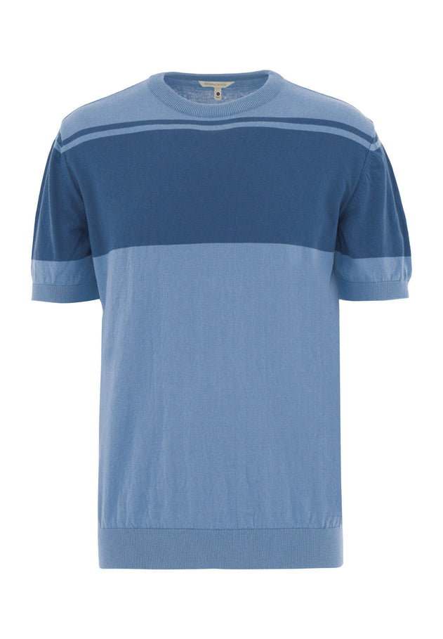 Men's Organic Cotton Knit T-Shirt Coronet Blue/Light Navy