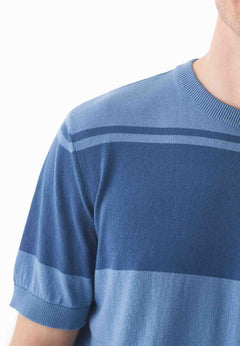 Men's Organic Cotton Knit T-Shirt Coronet Blue/Light Navy