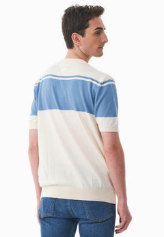 Miesten Neule T-paita Ecru / Coronet Blue