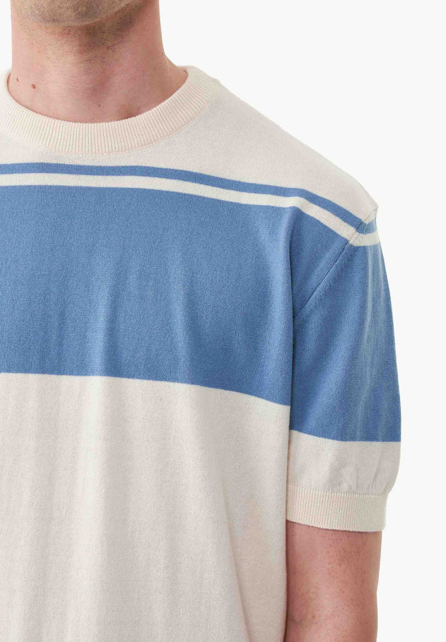 Miesten Neule T-paita Ecru / Coronet Blue