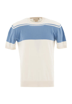 Miesten Neule T-paita Ecru / Coronet Blue