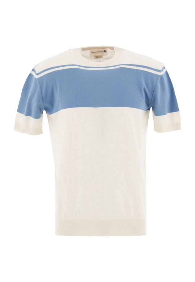 Miesten Neule T-paita Ecru / Coronet Blue