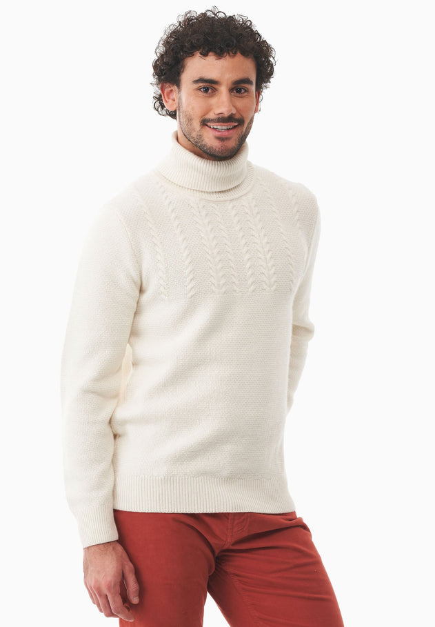 Men's Wool Blend Turtleneck Sweater Off White