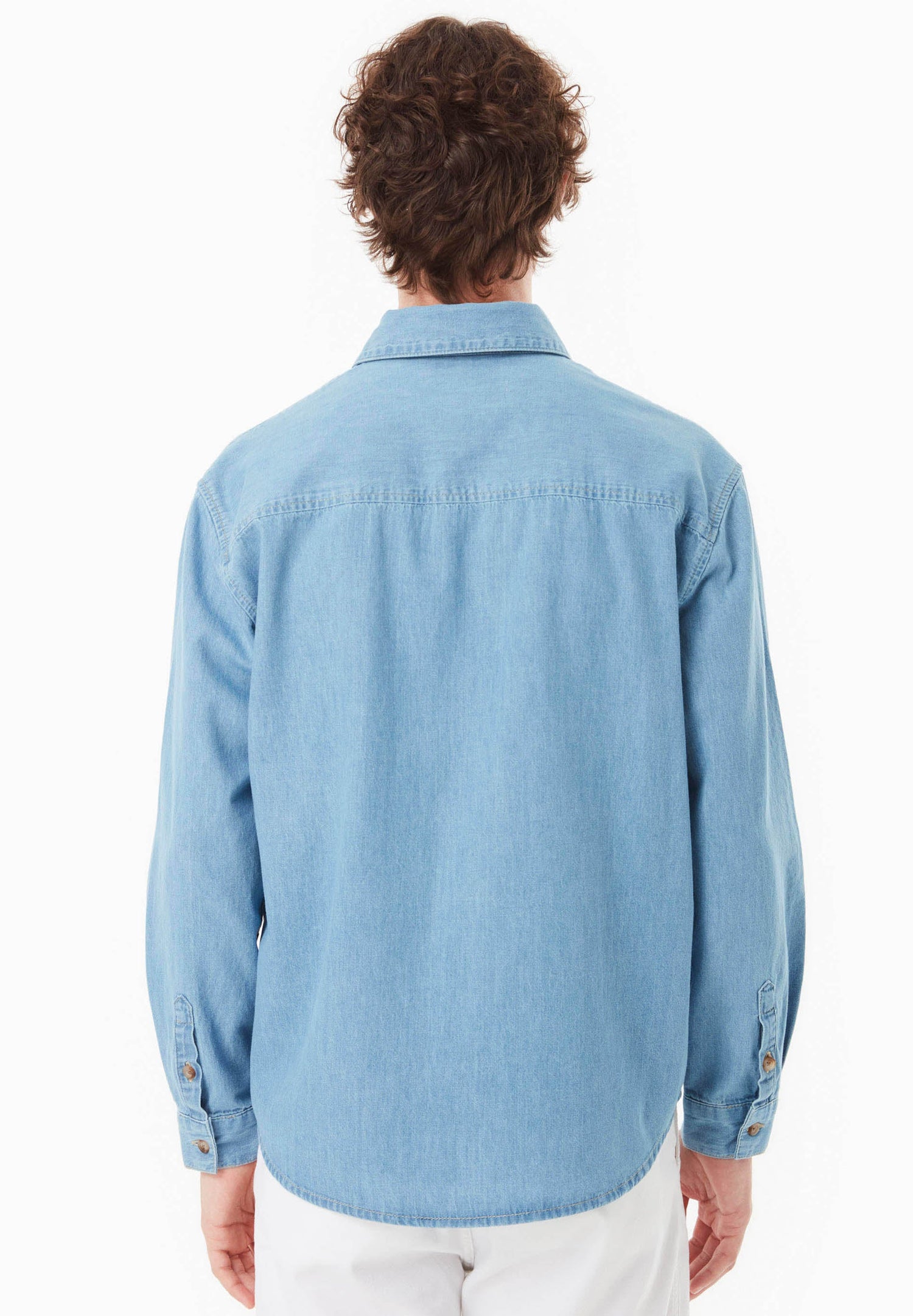 Men's Denim Button-Up Shirt Light Blue