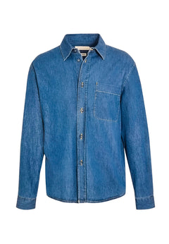 Men's Denim Button-Up Shirt Medium Blue
