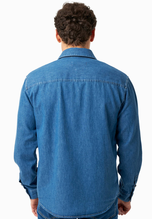 Men's Denim Button-Up Shirt Medium Blue