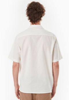 Men's Short Sleeved Linen Blend Shirt Off White