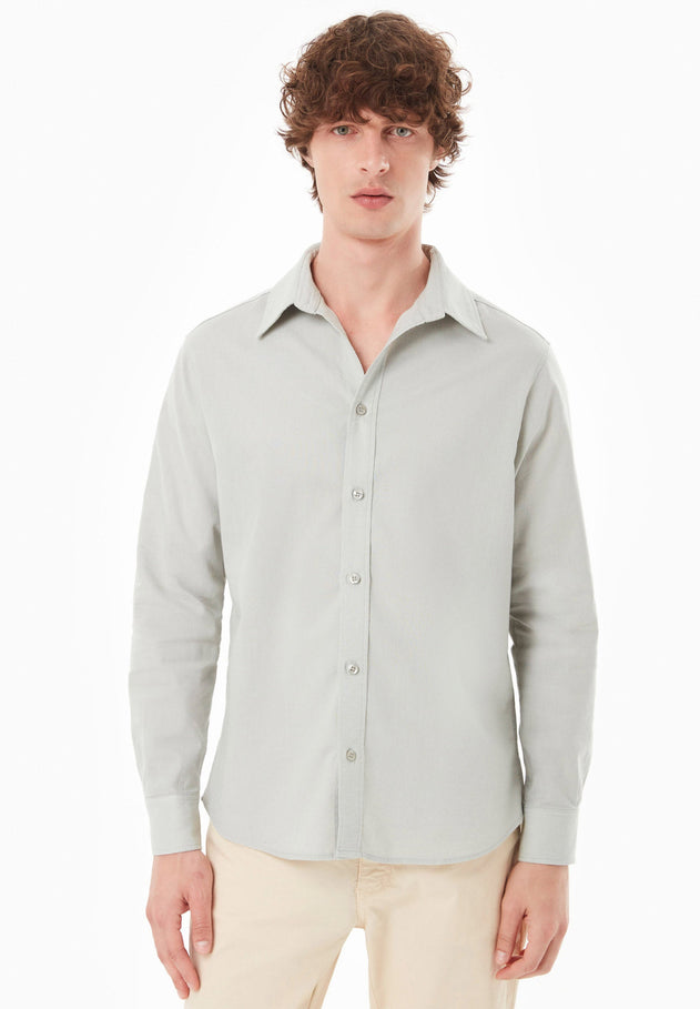Men's Linen Blend Button-Up Shirt Green Moss