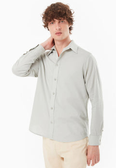 Men's Linen Blend Button-Up Shirt Green Moss