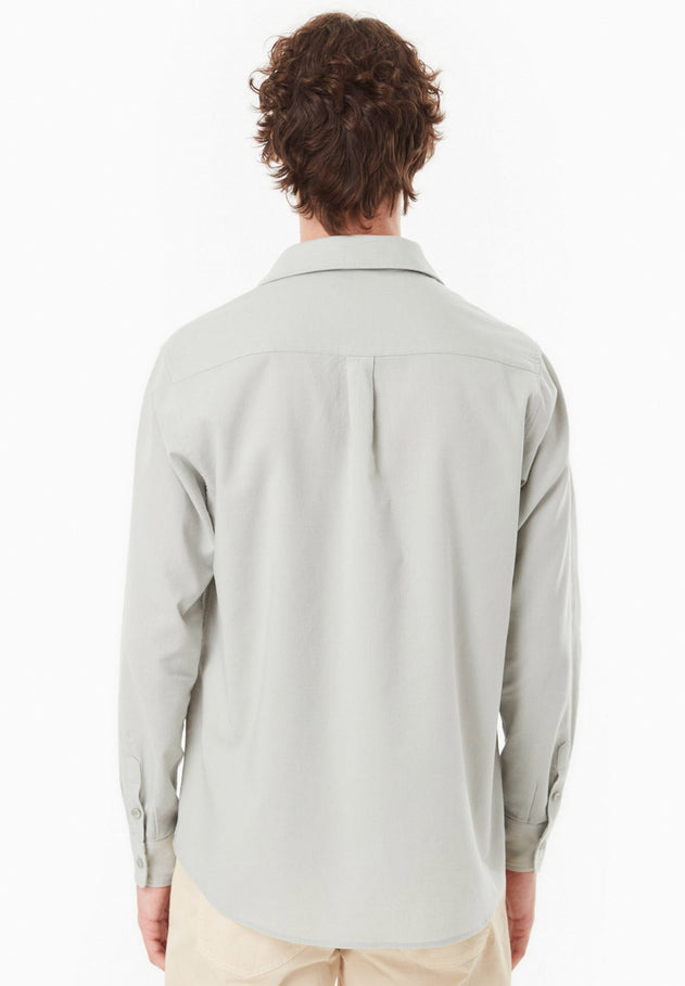 Men's Linen Blend Button-Up Shirt Green Moss