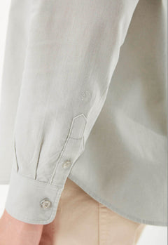 Men's Linen Blend Button-Up Shirt Green Moss