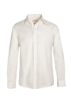 Men's Linen Blend Button-Up Shirt Off White