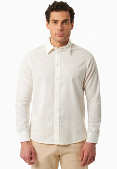 Men's Linen Blend Button-Up Shirt Off White