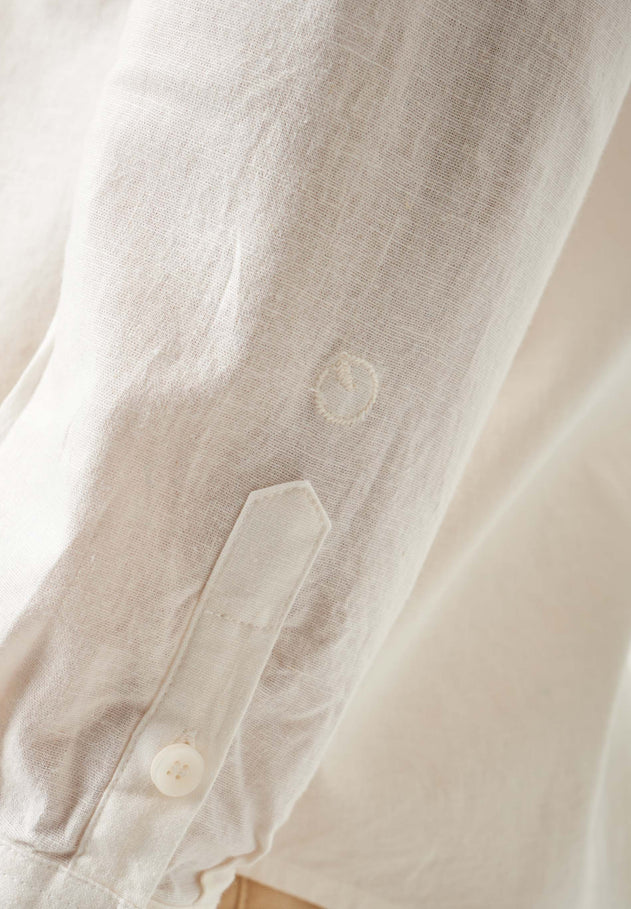 Men's Linen Blend Button-Up Shirt Off White