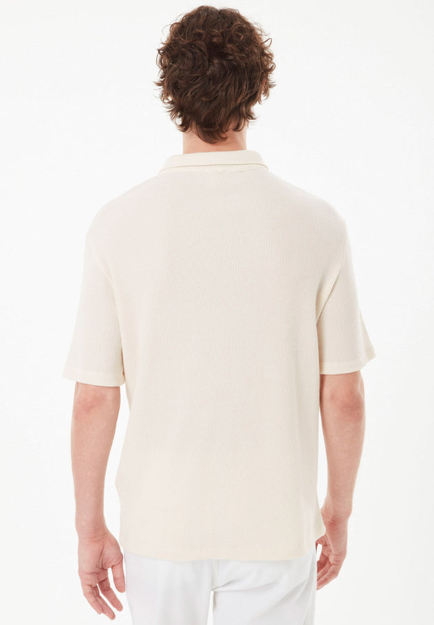 Men's Short Sleeved Waffle Polo Shirt Natural