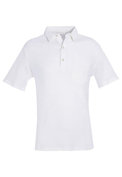 Men's Short Sleeved Waffle Polo Shirt White