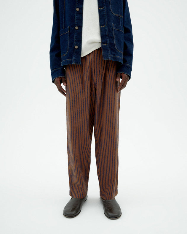 Men's Luc Loose Pants Brown Striped