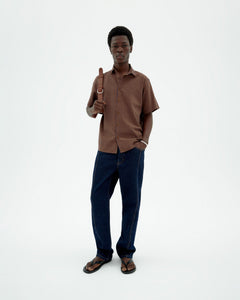 Men's Tom Button-Up Shirt Brown Striped