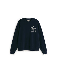 Leon Sweatshirt Hand Embroidered Flower Navy