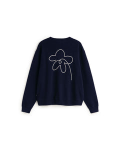 Leon Sweatshirt Hand Embroidered Flower Navy