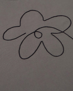 Aaron T-Shirt Grey Hand Embroidered Flower