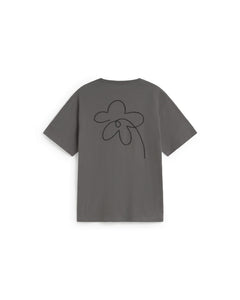 Aaron T-Shirt Grey Hand Embroidered Flower