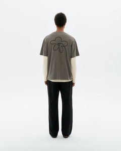 Aaron T-Shirt Grey Hand Embroidered Flower
