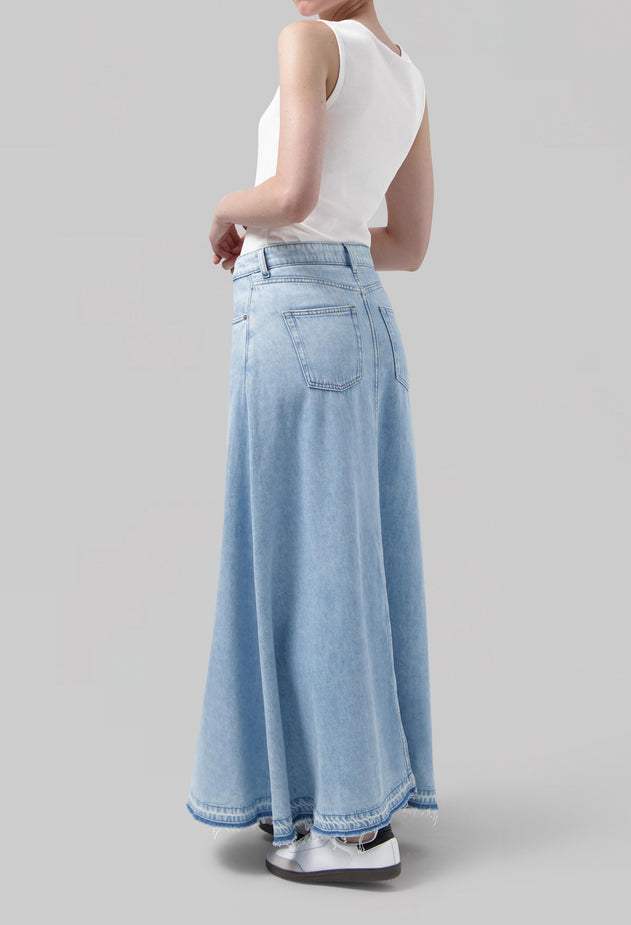 Max Loose Flow Denim Skirt Stone Vintage