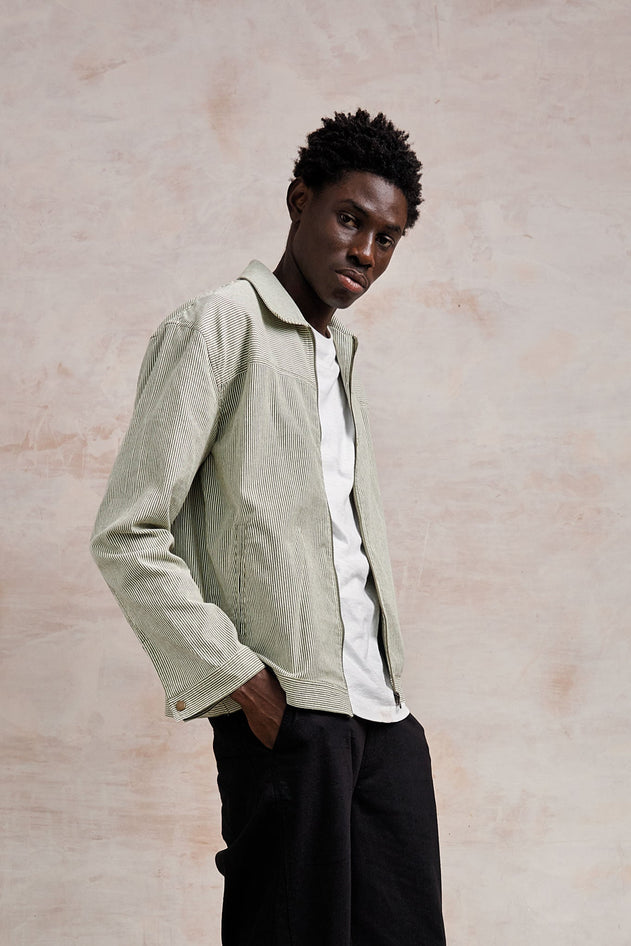 Myles Organic Cotton Jacket Green Stripe
