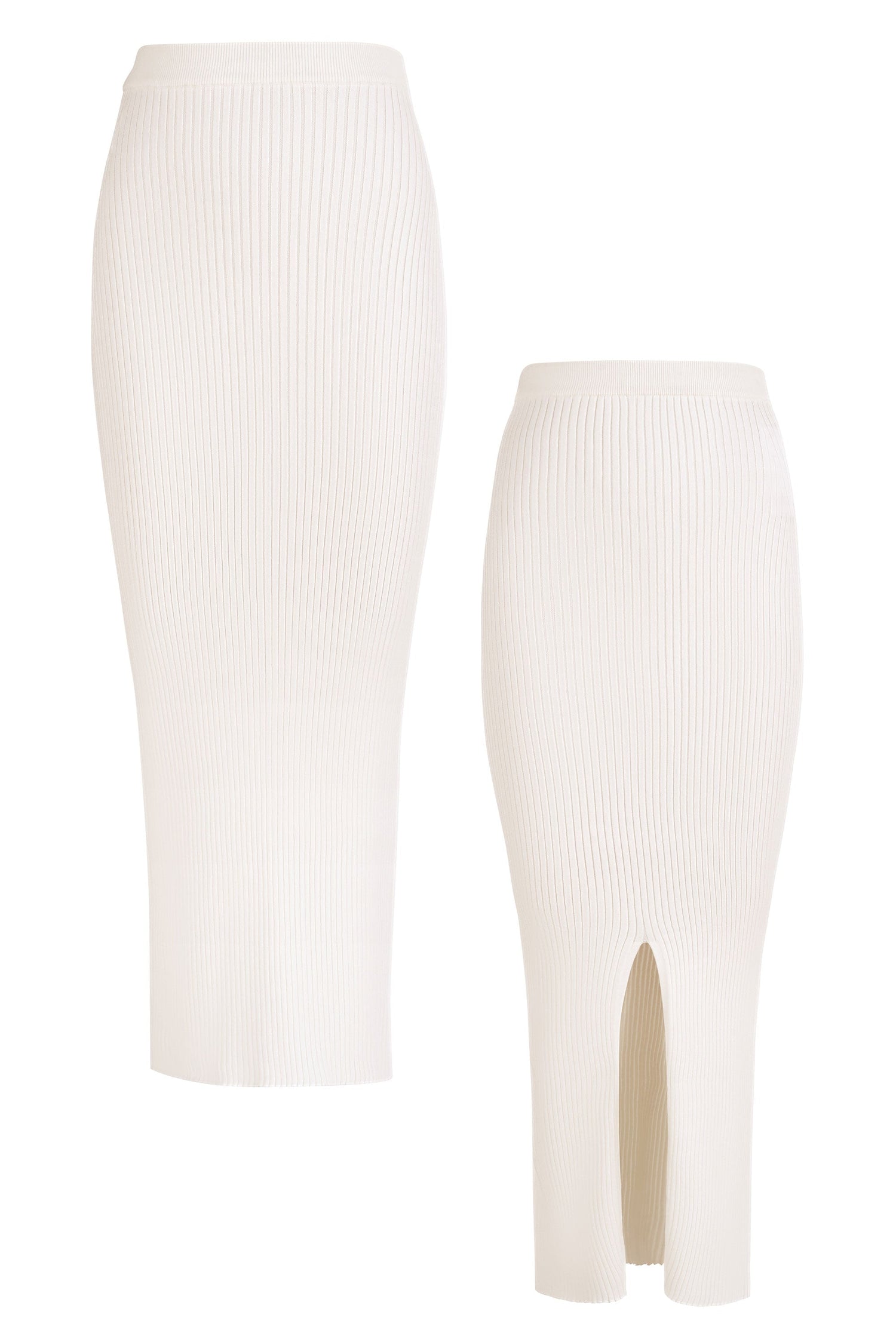 Madonna Reversible Ribbed-Knit Midi Skirt White