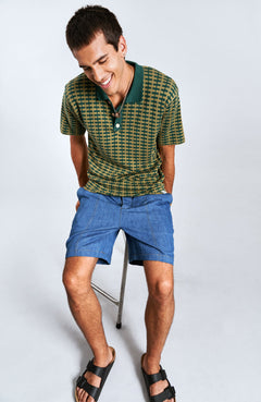 Mario Linen Shorts Patchwork Blue