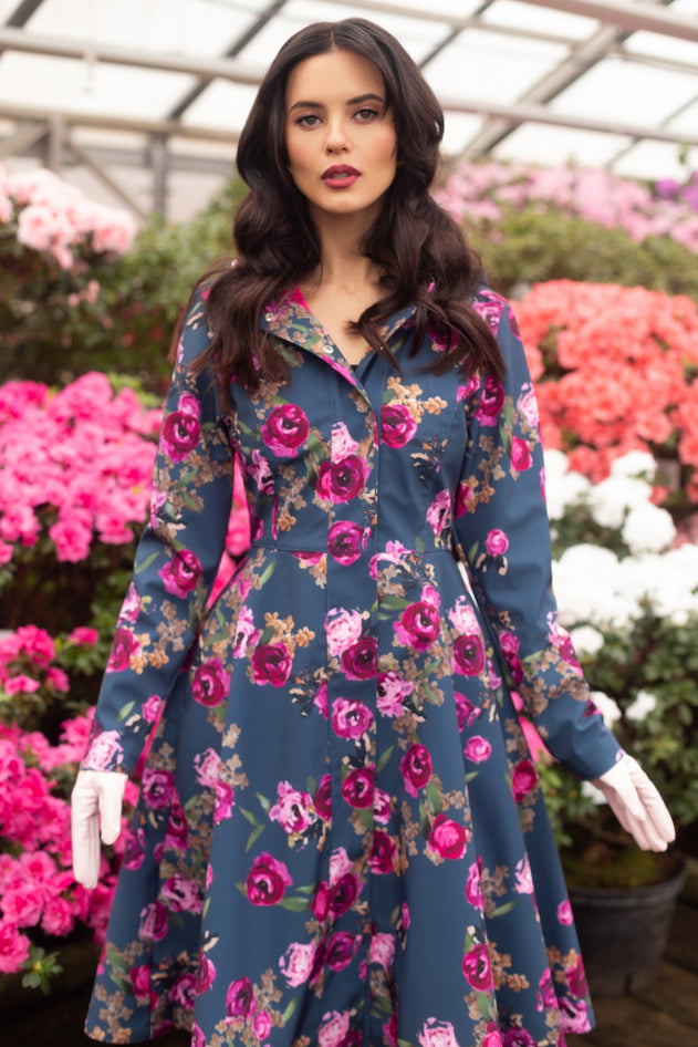 Fit and Flare Raincoat with Pleated Back Misty Rose