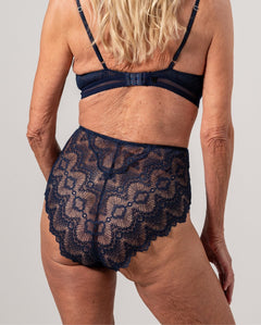 Lace Mesh Highwaist Briefs Navy