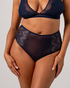 Lace Mesh Highwaist Briefs Navy