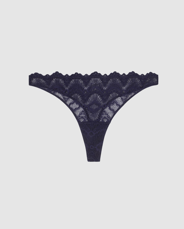 Lace Thong Navy Blue