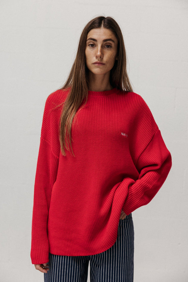 Boxy Knit Jersey Red